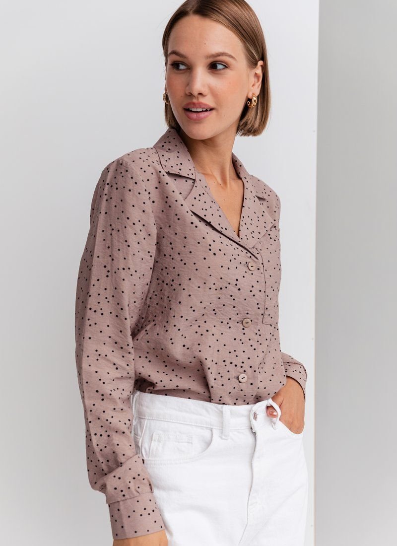 Cappuccino-colored Polka Dot Shirt