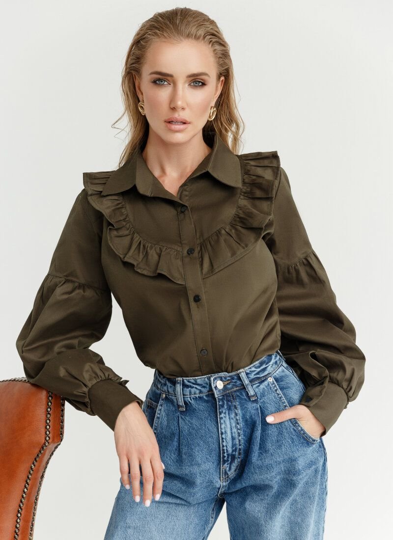 Cotton shirt with ruffles