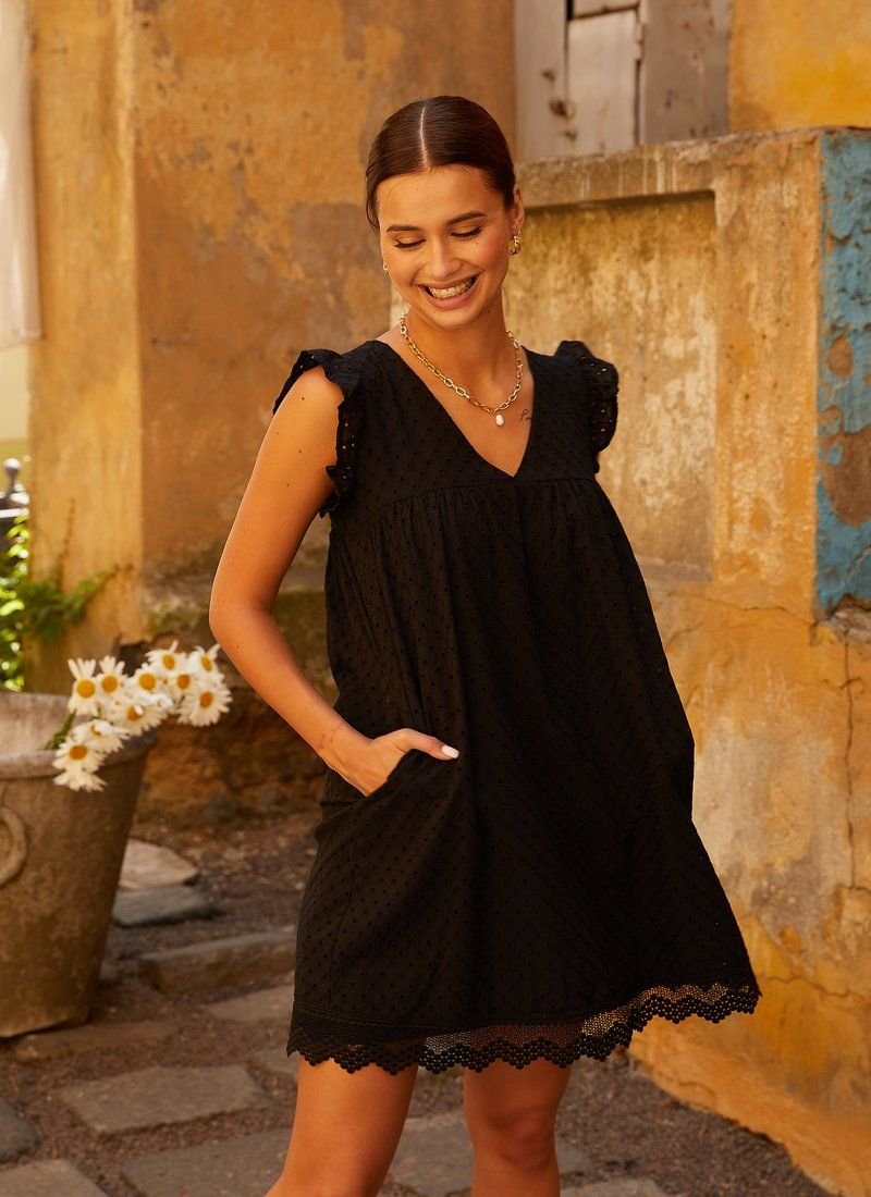 Black dress made of stitches