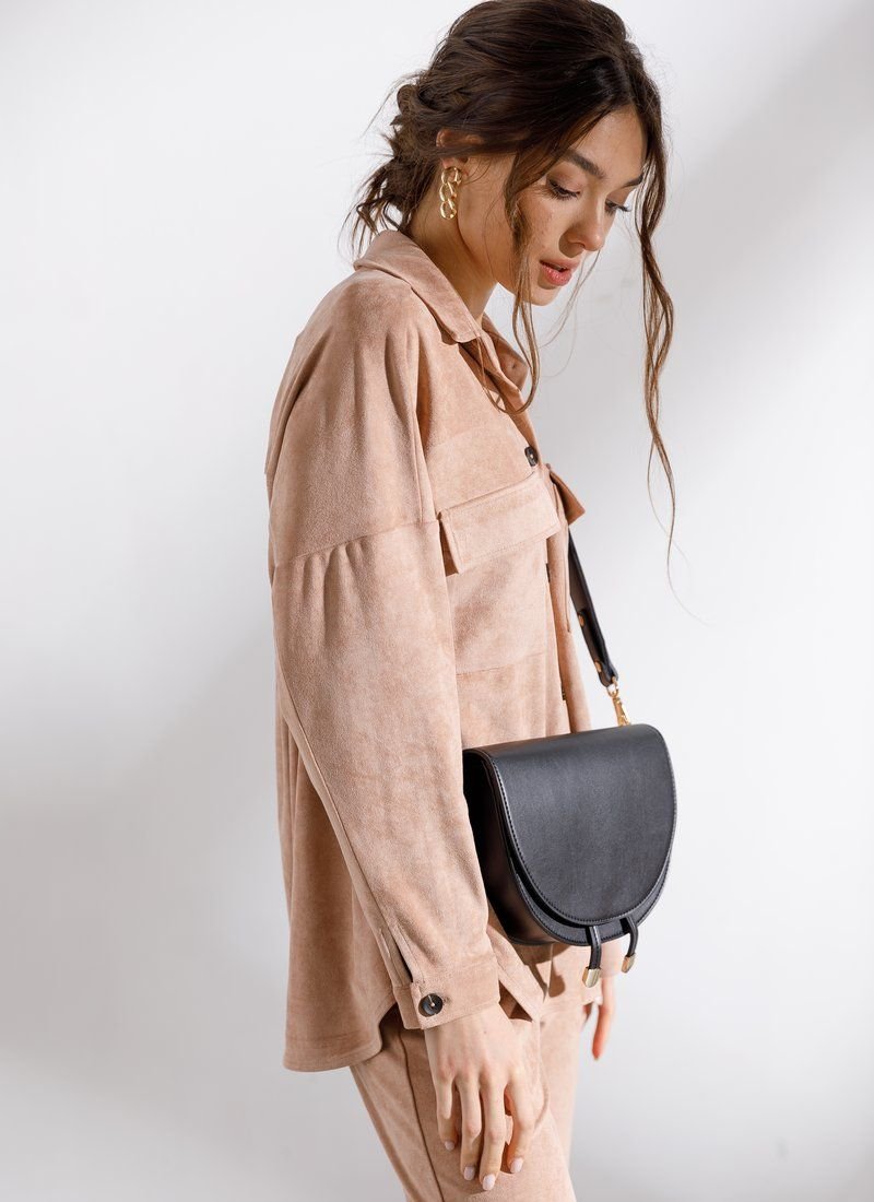 Suede suit in casual style