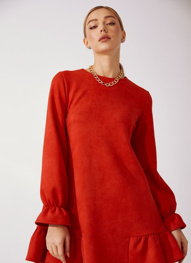 Suede dress with a loose fit