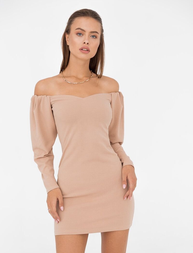 Ultra-short beige dress