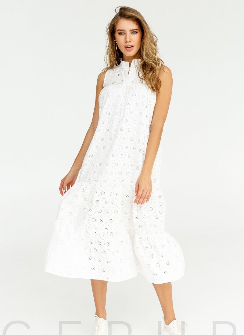 A white dress with a loose fit
