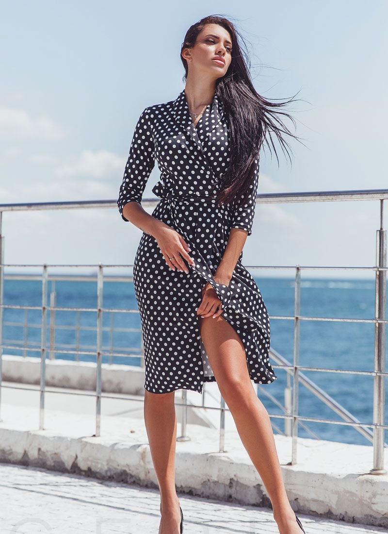 Dress with small polka dots
