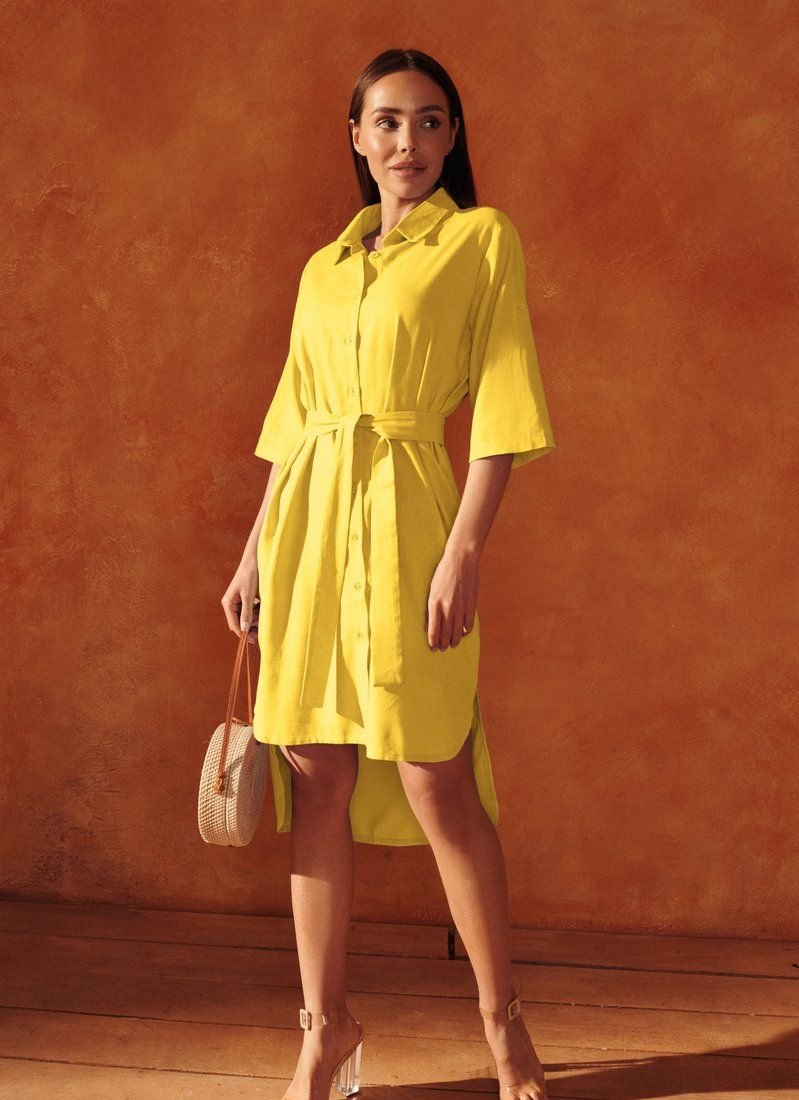 Yellow shirt-cut dress
