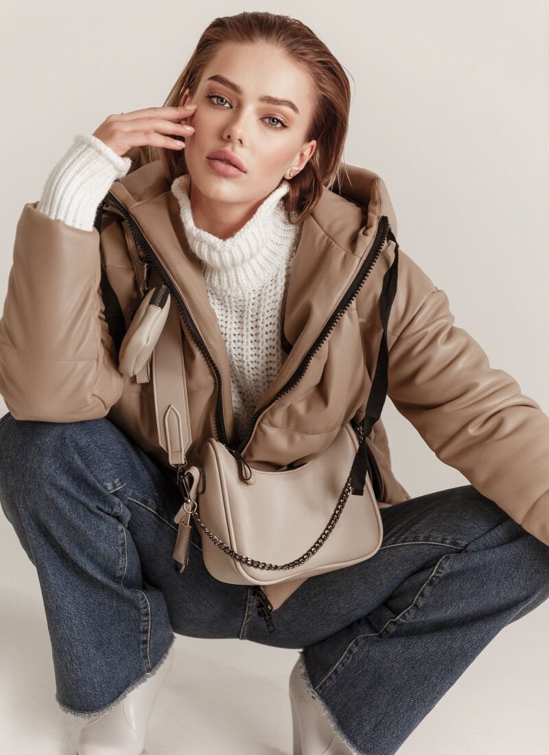 Beige leather jacket