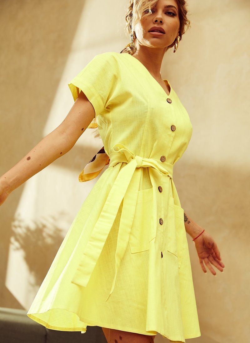 Yellow linen dress