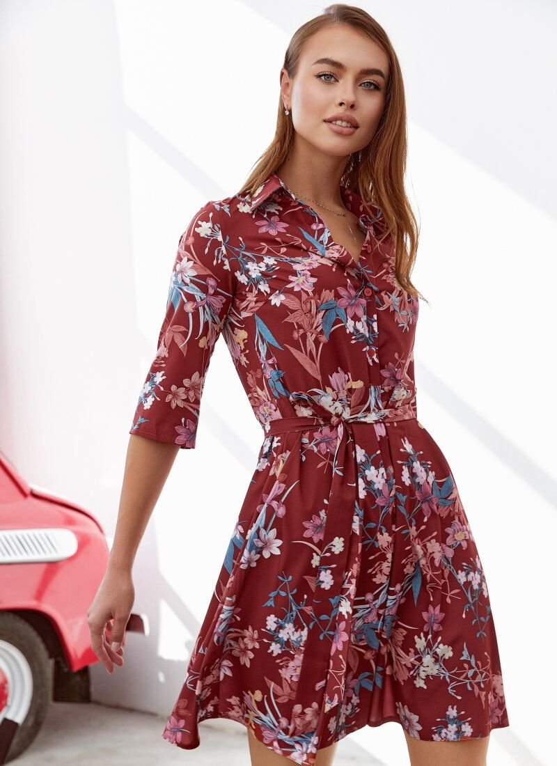 Floral Print Shirt Dress