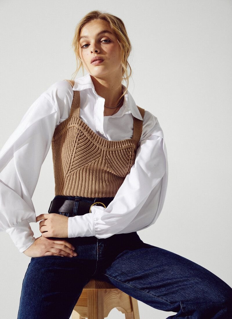 Beige knitted jersey