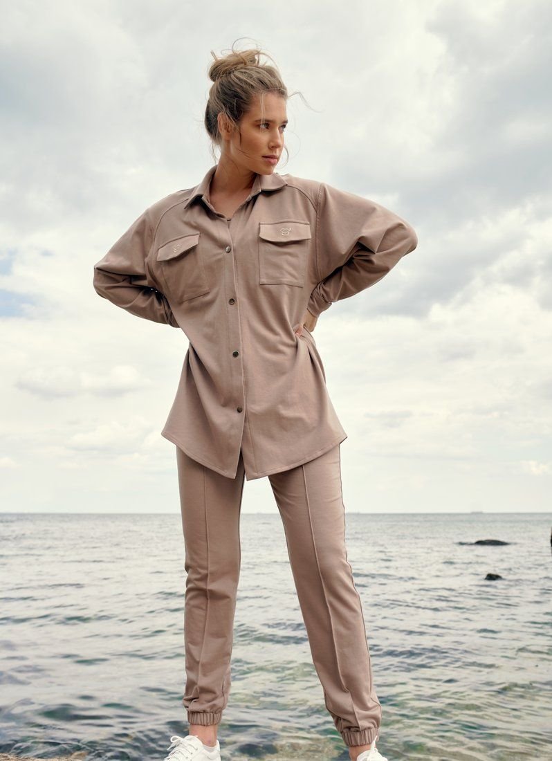 Beige suit with shirt