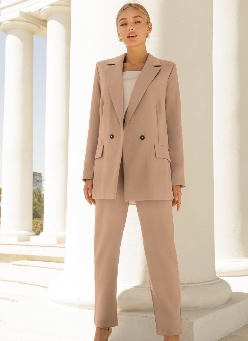 Stylish beige suit with trousers
