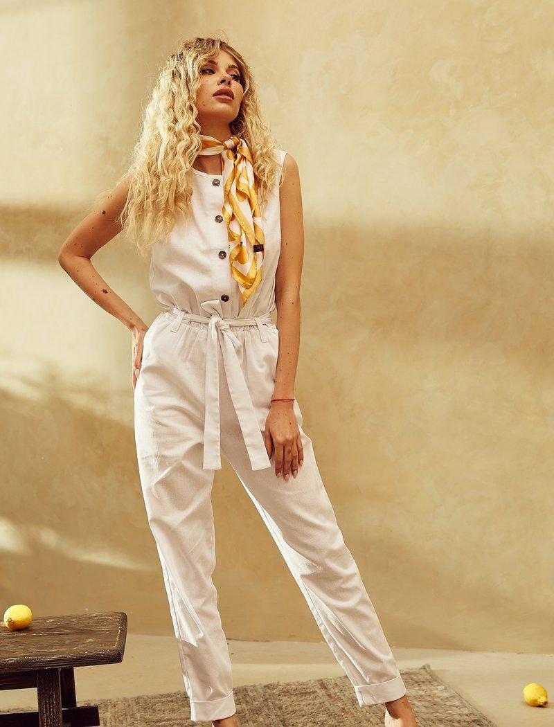White Linen Jumpsuit
