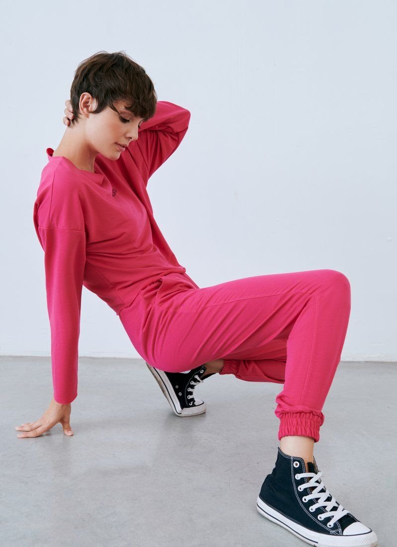 Bright crimson three-piece suit