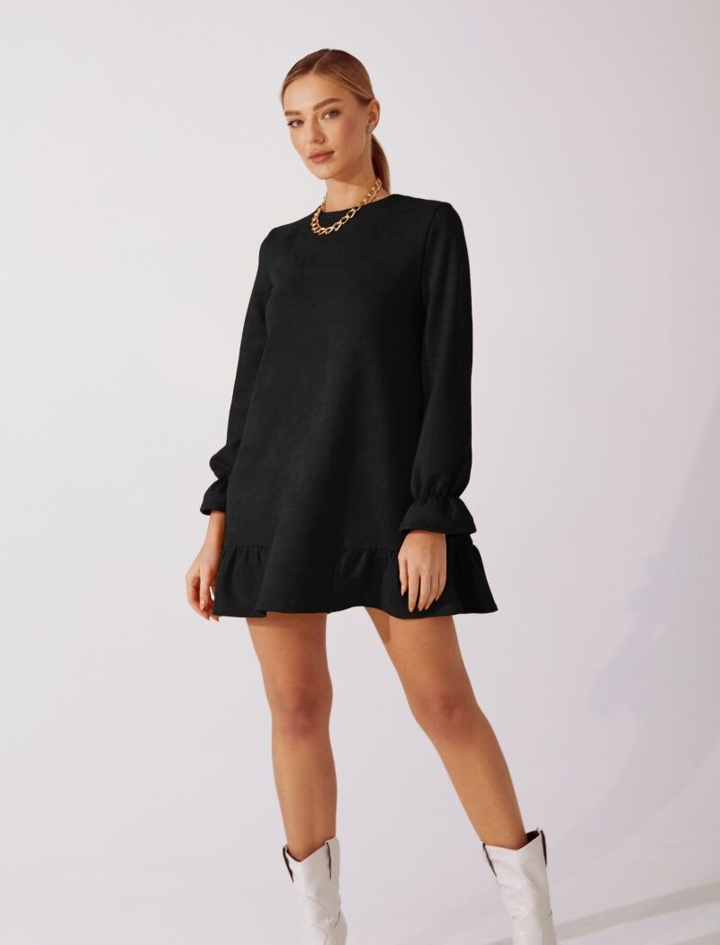 Black romantic Suede dress