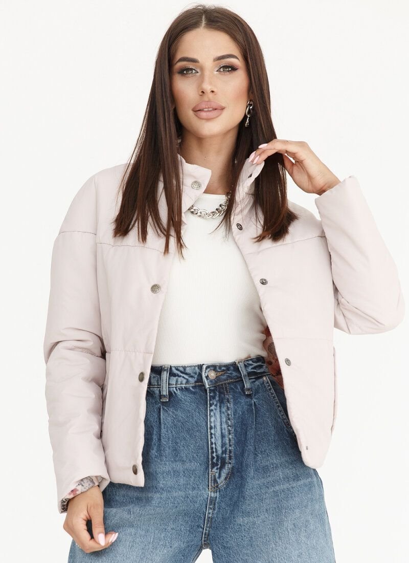 Quilted jacket in dusty rose shade