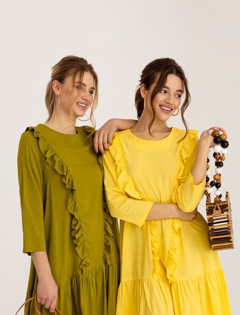 Loose Yellow Mini Dress