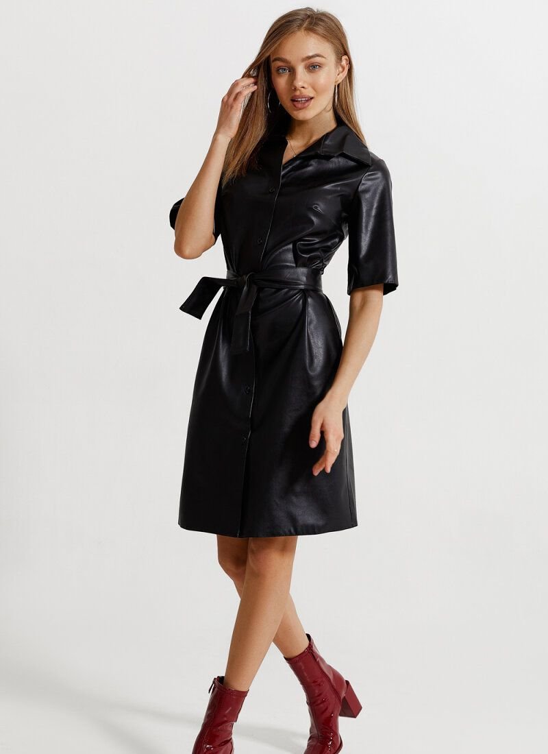 Leather Shirt Dress