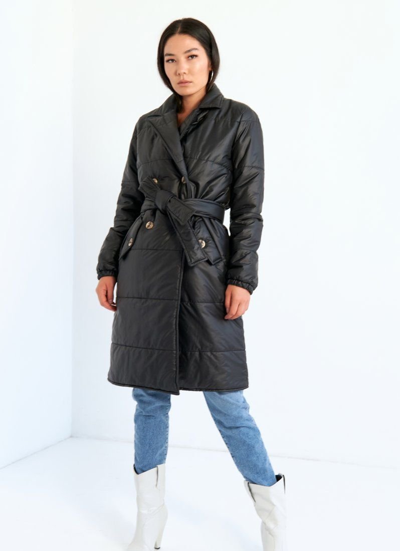Stylish black coat with belt