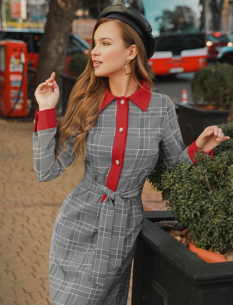 Dress with a contrasting collar