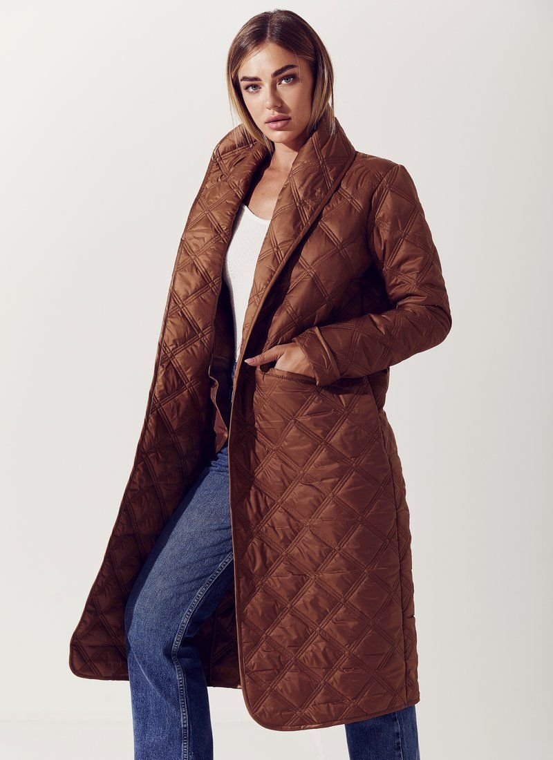 Bronze quilted jacket with belt
