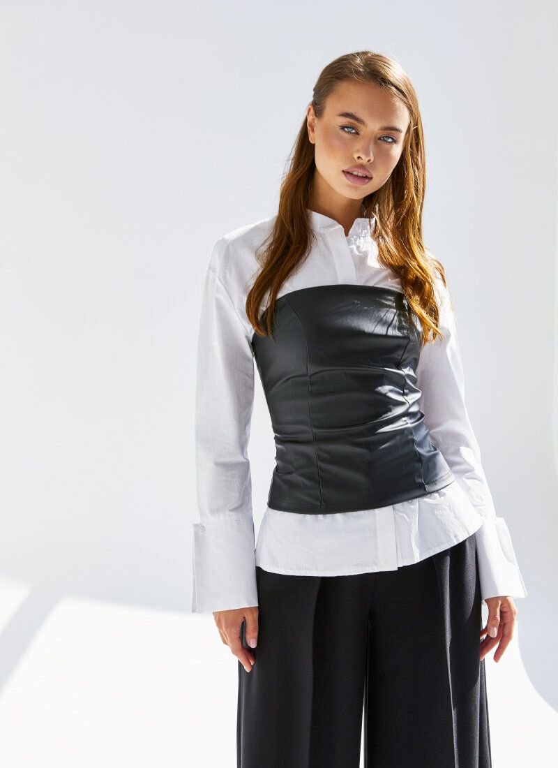 Black corset with leather texture