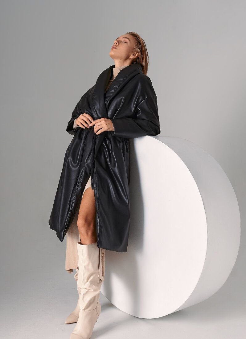Warm coat of leather texture