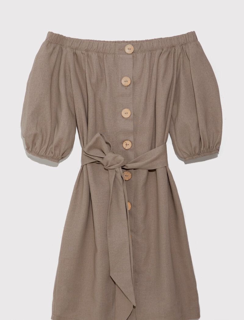 Beige off-the-shoulder dress