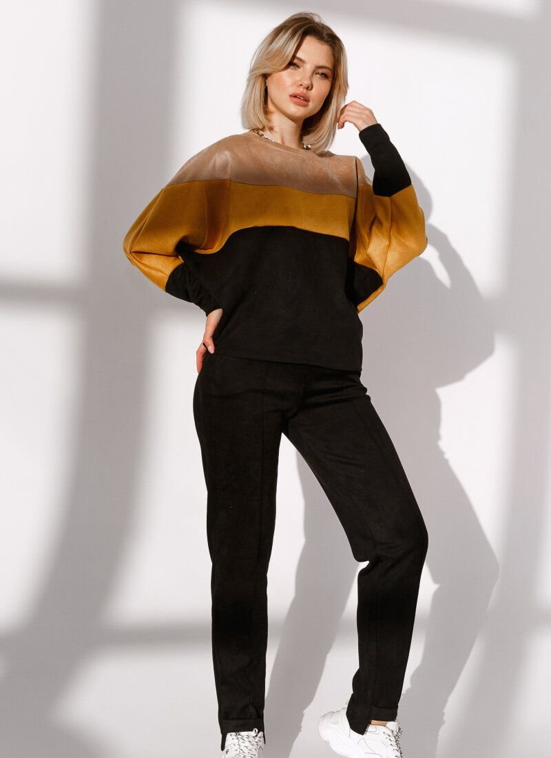 Straight-cut suede trousers