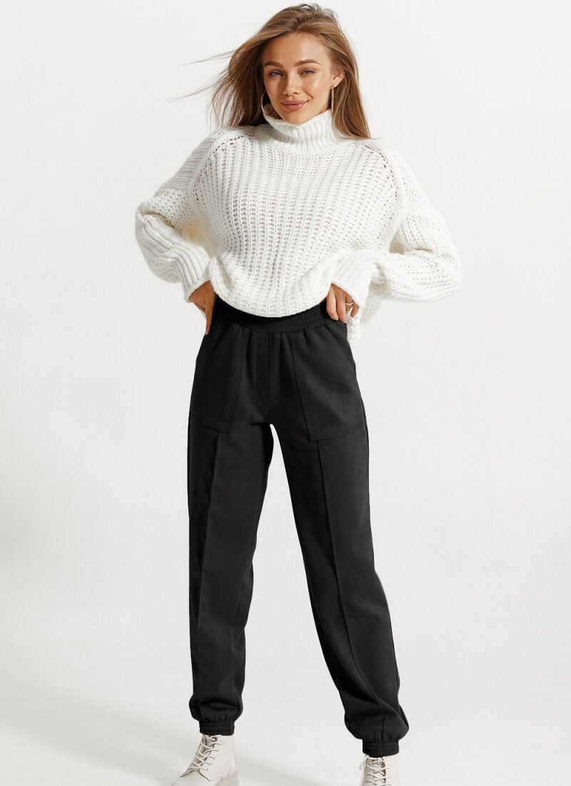 Black suede jogger trousers