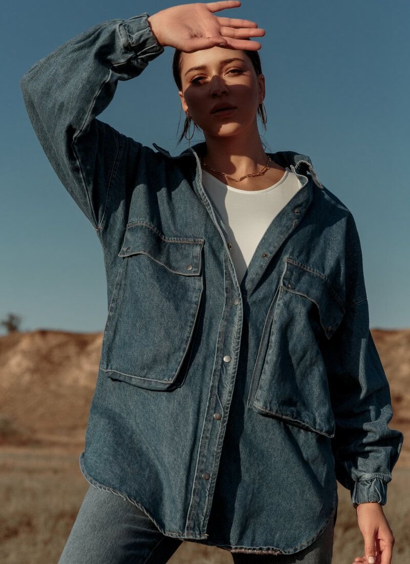 Elongated Denim Shirt Jacket
