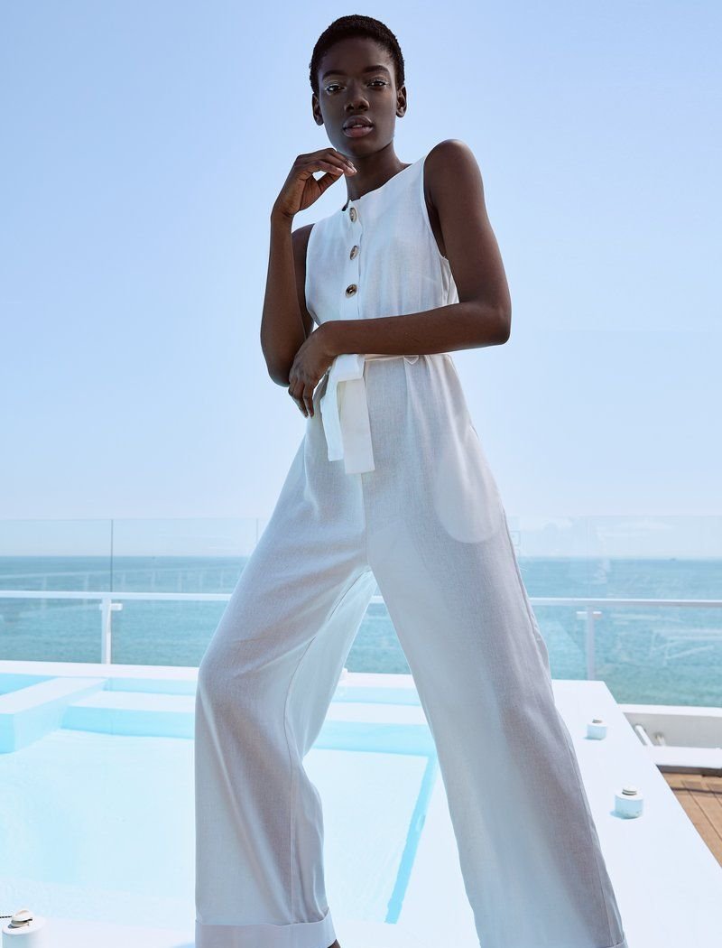 A comfortable jumpsuit in a milky shade