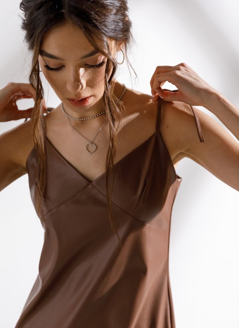Trendy leather sundress