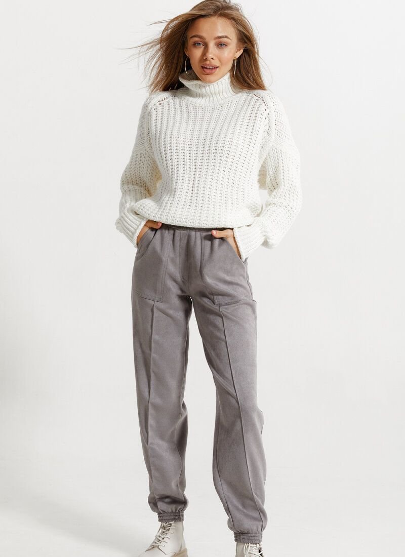 Suede jogger trousers