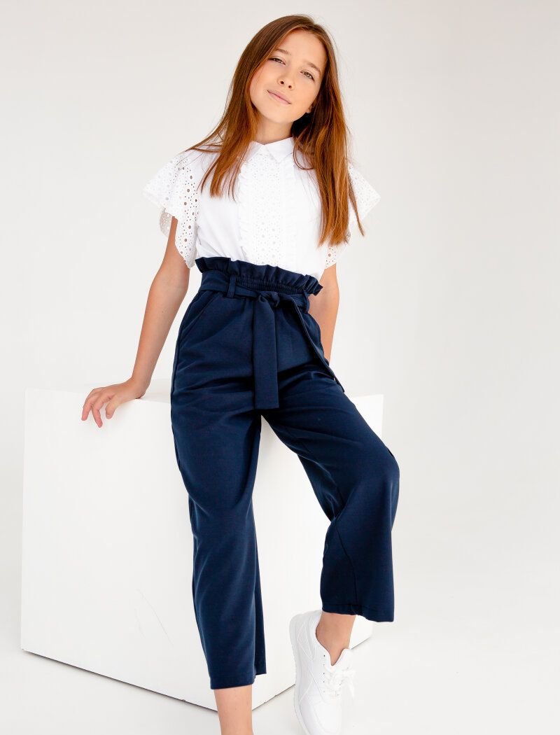 Classic blue trousers with a high waist