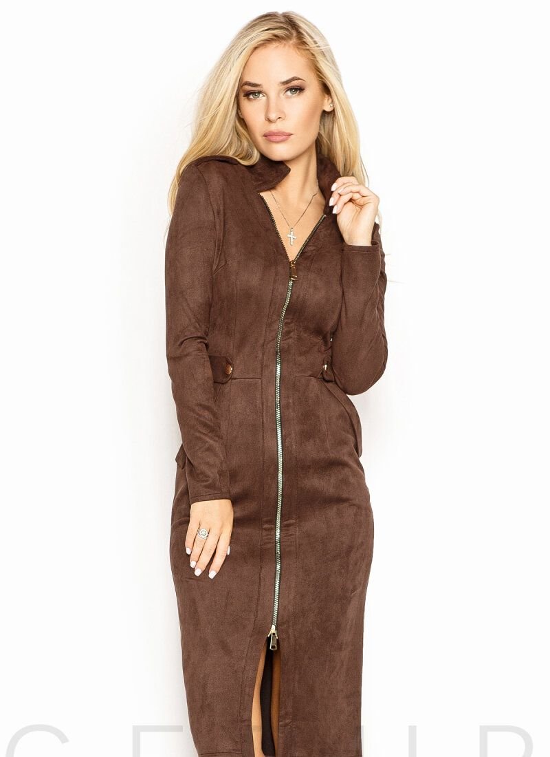 Form-fitting suede dress