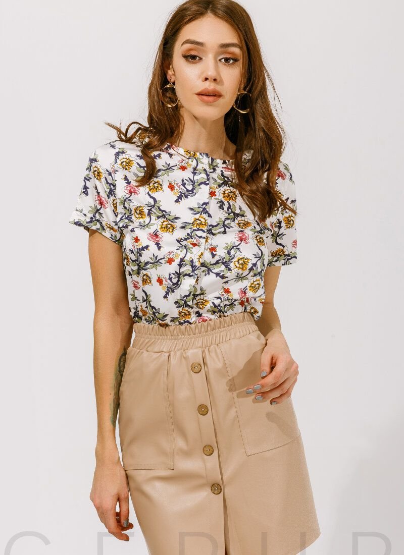 Silk blouse with flowers