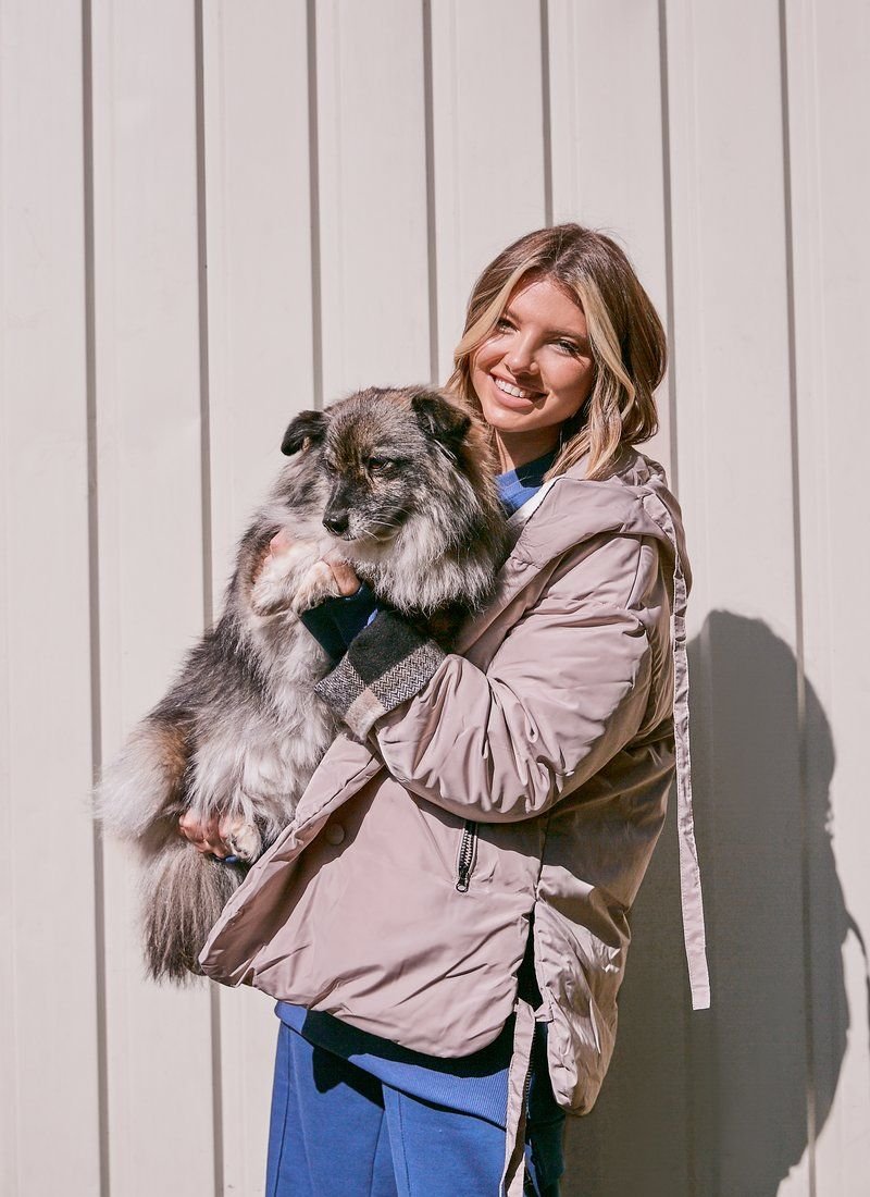 Warm beige jacket with hood