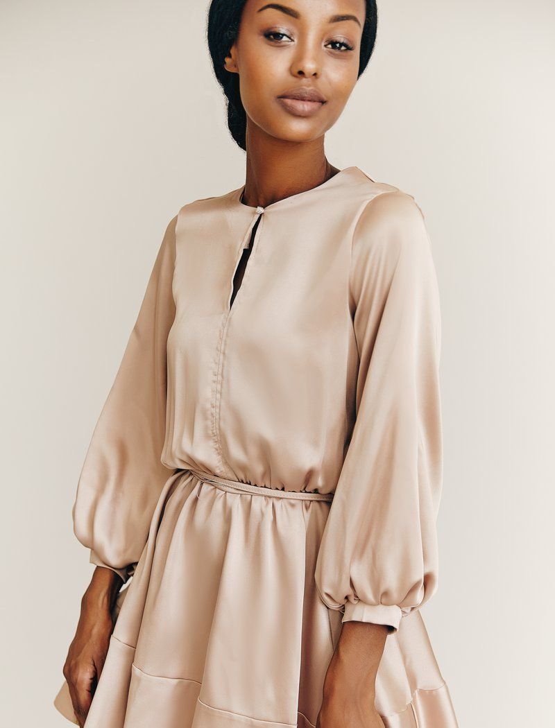 Beige Satin Dress