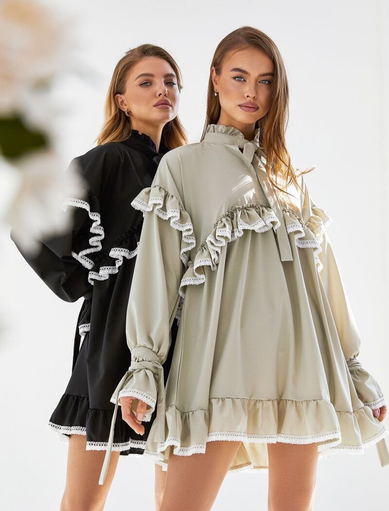 Oversize-olive-colored dress