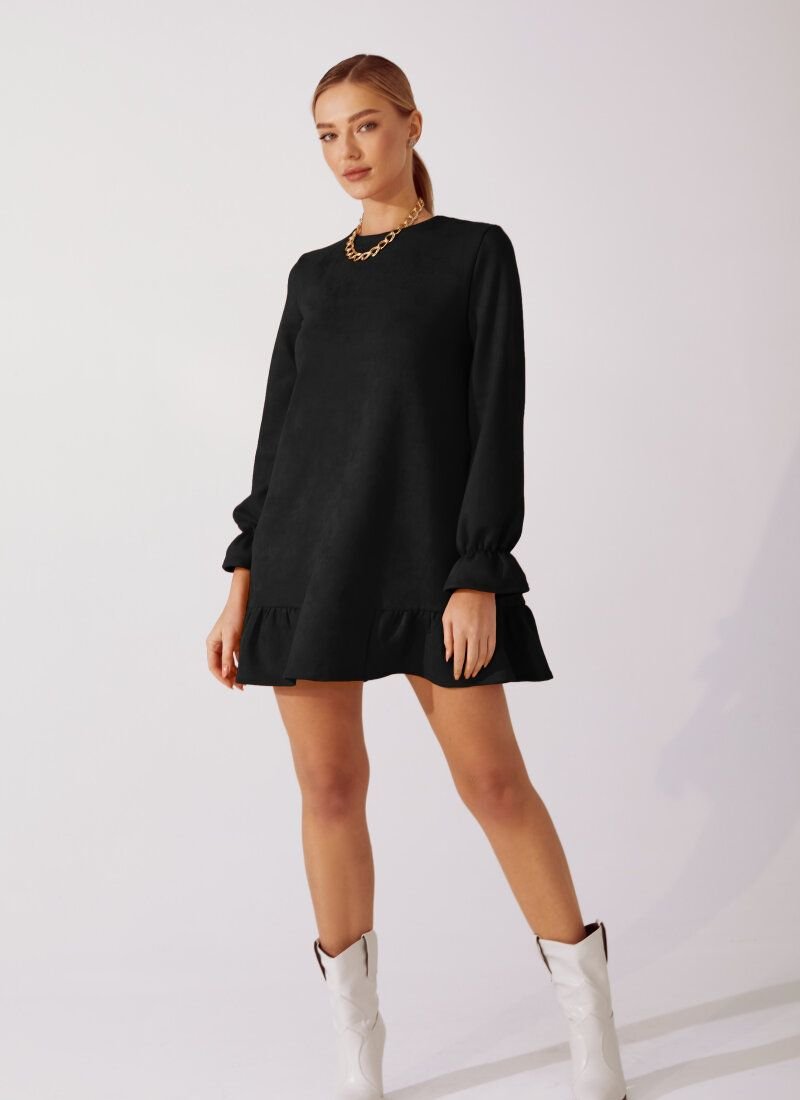 Black Romantic Suede dress