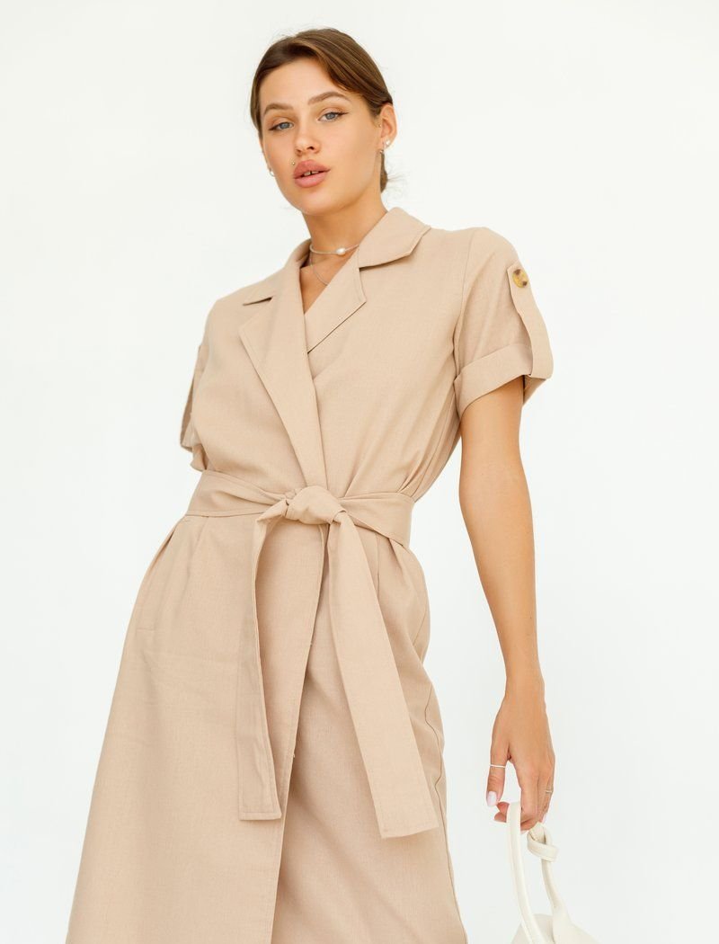 Coffee Linen Dress