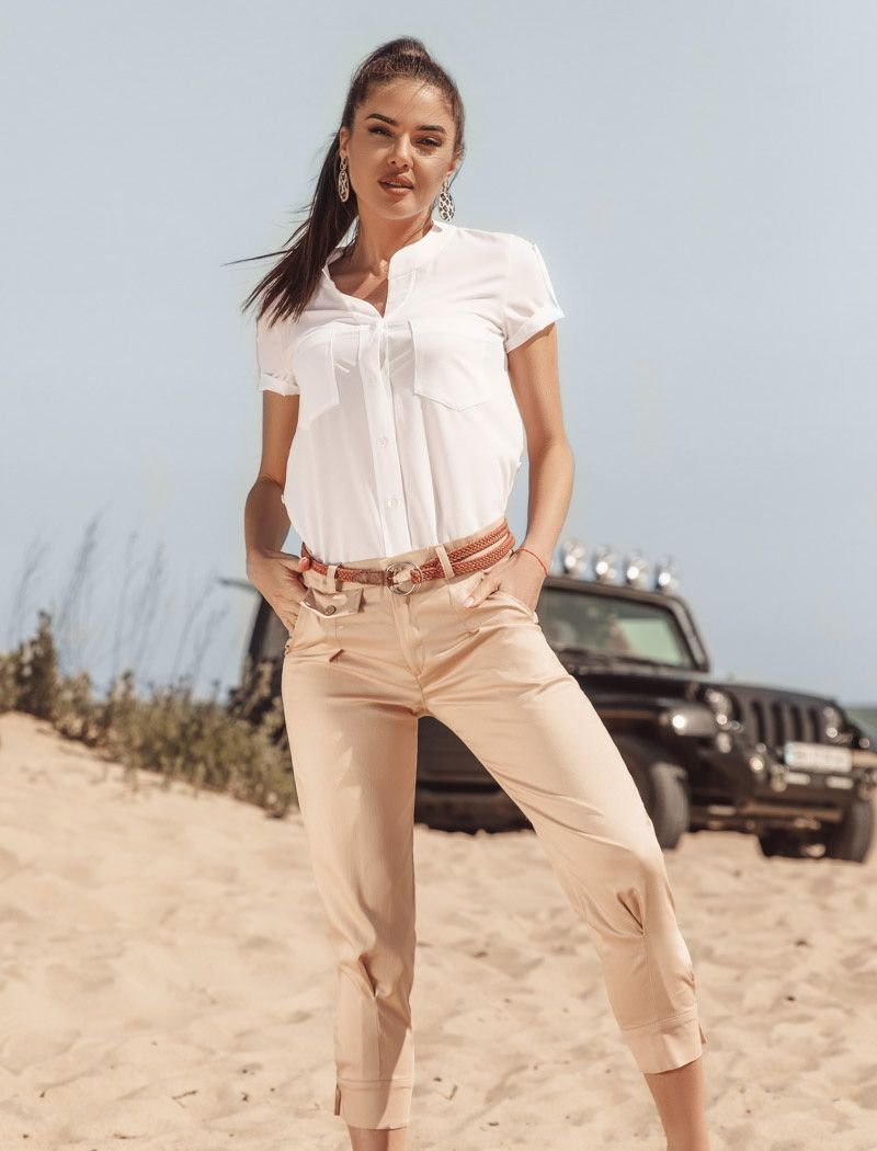 Cropped cotton trousers