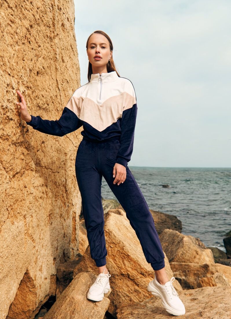 Grey suit made of soft velour