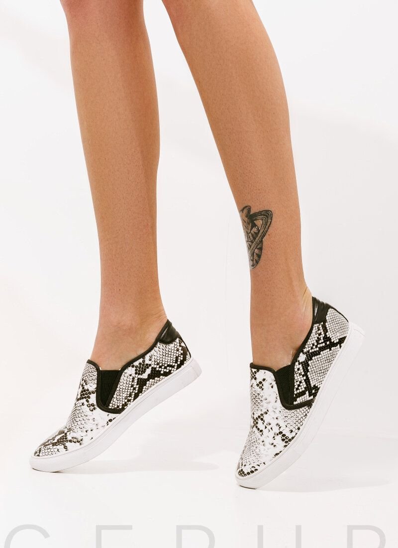 Snake print slip-ons