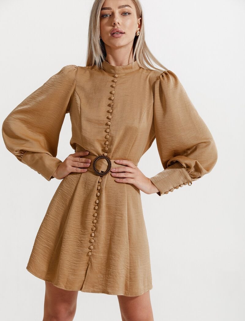 Fitted dress with a belt