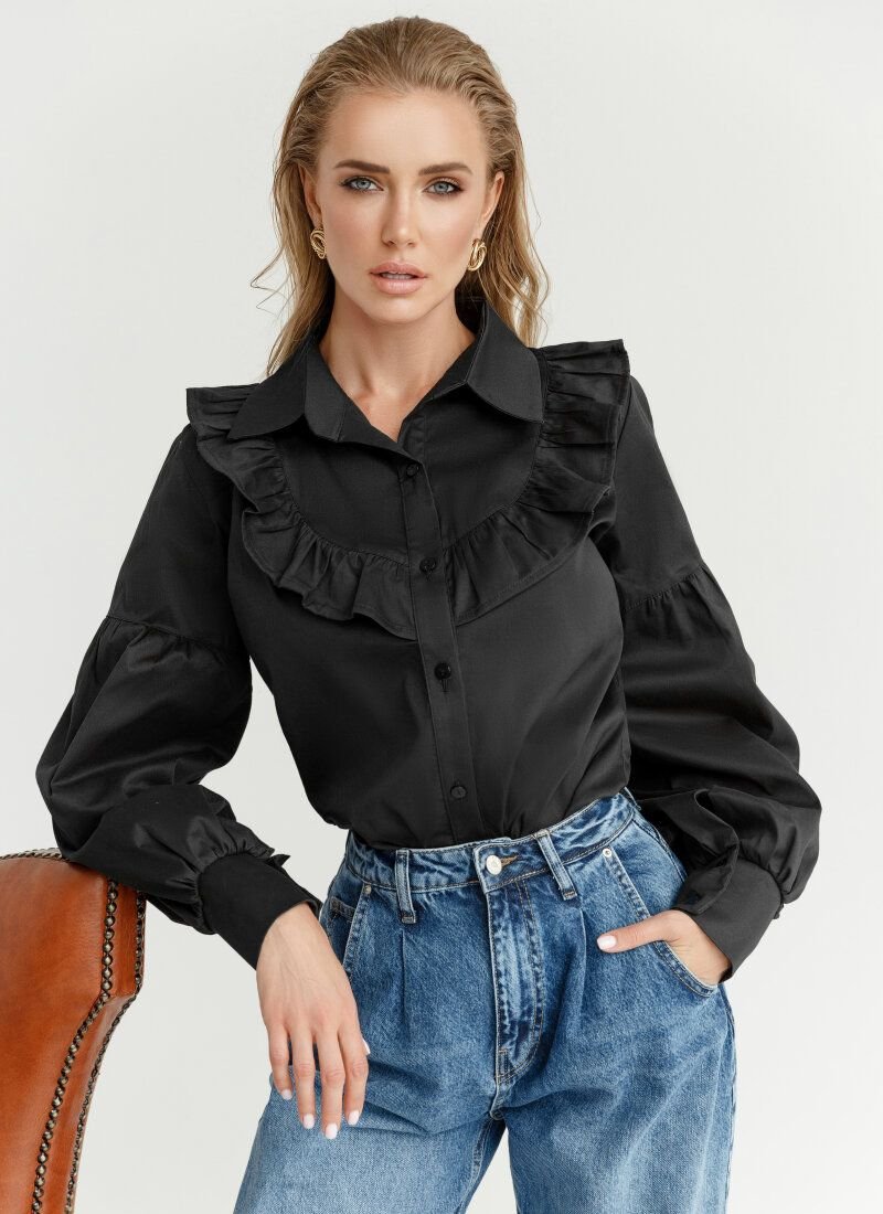 Black shirt with ruffles