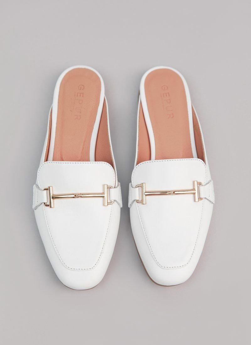 White mules made of leather