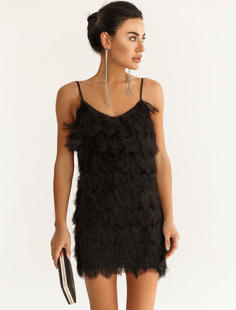 Evening dress with fringe