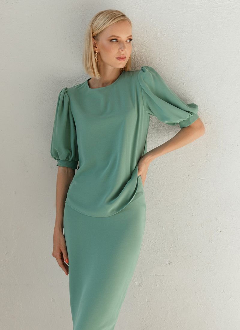 Mint Skirt and Blouse Suit