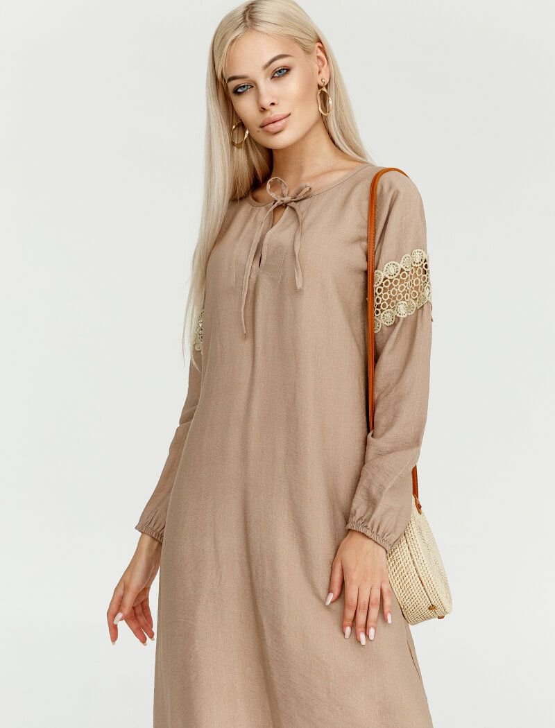 Beige dress with a loose fit